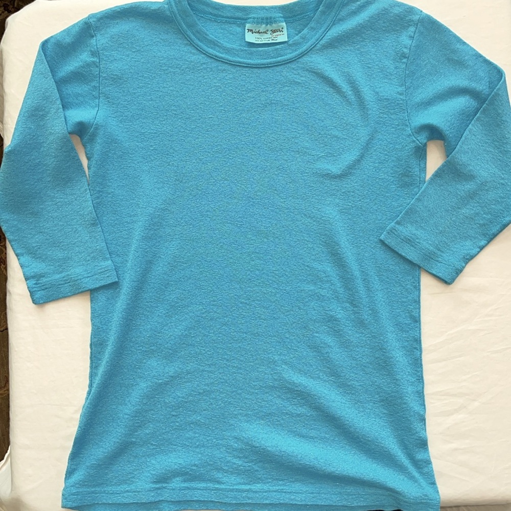 Michael Stars Elsa blue 3/4 sleeve pullover crewneck shirt one size fits all - Picture 5 of 9